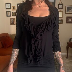 SOLD Black Inc. International Concepts 3/4 sleeve ruffle top